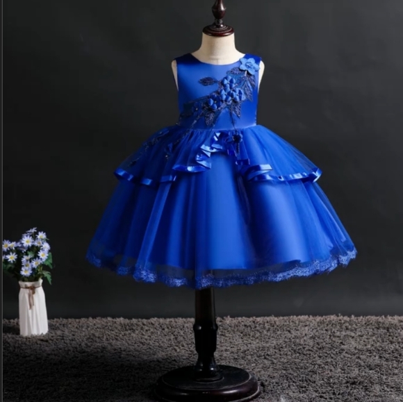 pageantry Other - Royal blue flower girl jeweled bling pageant dress